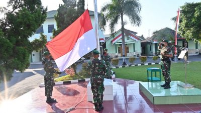 Upacara Bendera di Makodim 0726/Sukoharjo, Dandim Ajak Siswa/i SDN 1 Mulur Cinta Tanah Air Sejak Usia Dini