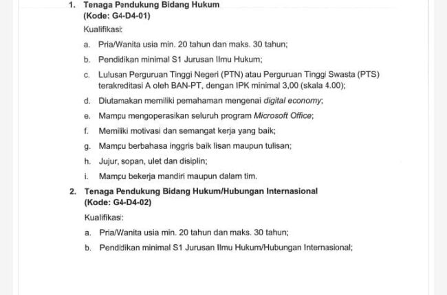 Lowongan Kerja Terbaru Kementerian Koordinator Bidang Perekonomian Tahun Anggaran 2024 2 Poros NTT News