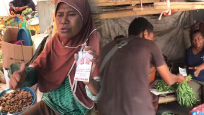 YTMI Ende Bagi Stiker Pasangan Melki-Johni di Pasar dan Jalan Utama